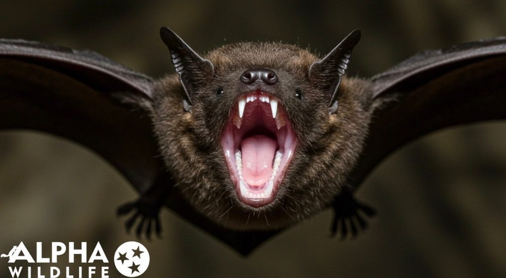 a bat with its mouth open
