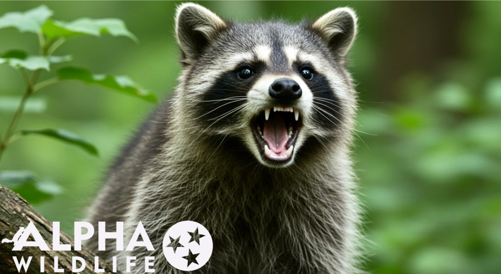 raccoon showing its teeth raccoon showing its teeth