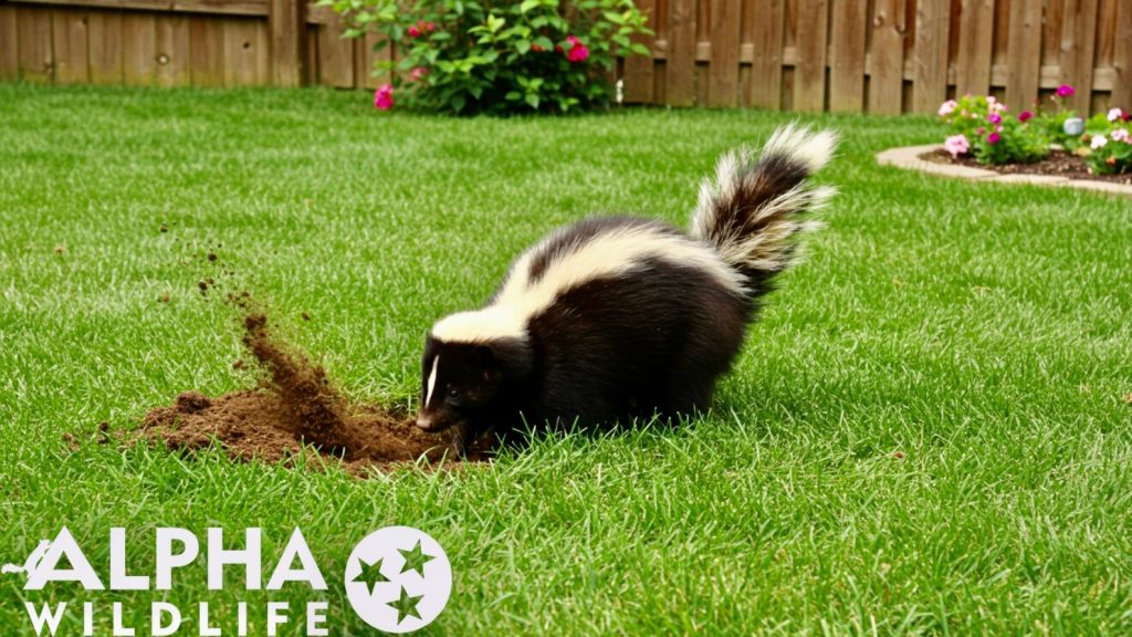 skunk digging a hole skunk digging a hole
