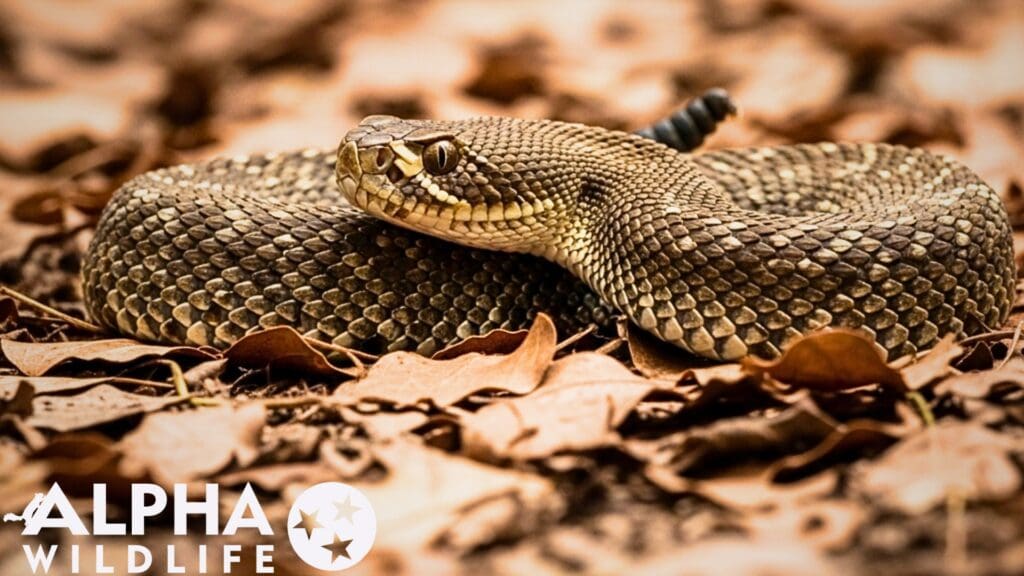 snake in leaves photo